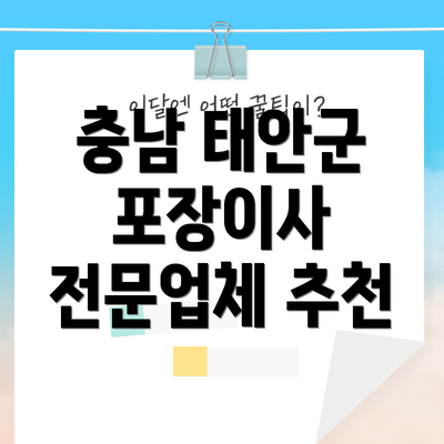 충남 태안군 포장이사 전문업체 추천