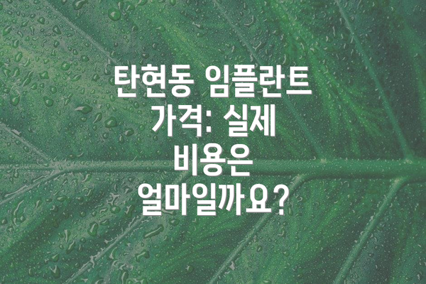탄현동 임플란트 가격: 실제 비용은 얼마일까요?