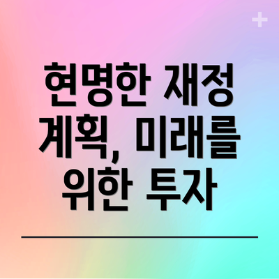 현명한 재정 계획, 미래를 위한 투자