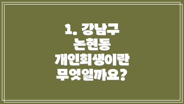1. 강남구 논현동 개인회생이란 무엇일까요?