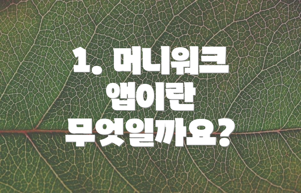 1. 머니워크 앱이란 무엇일까요?