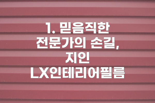 1. 믿음직한 전문가의 손길, 지인 LX인테리어필름