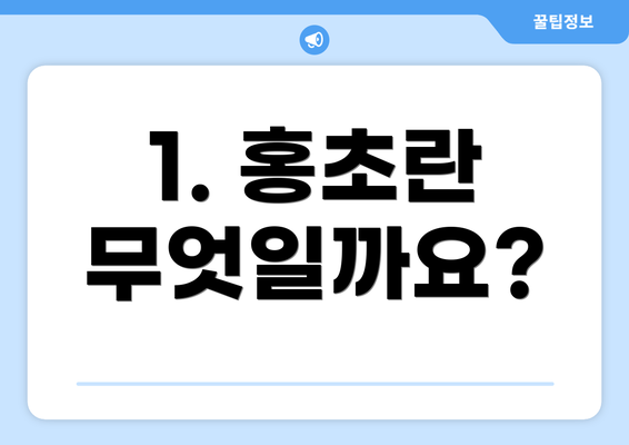 1. 홍초란 무엇일까요?
