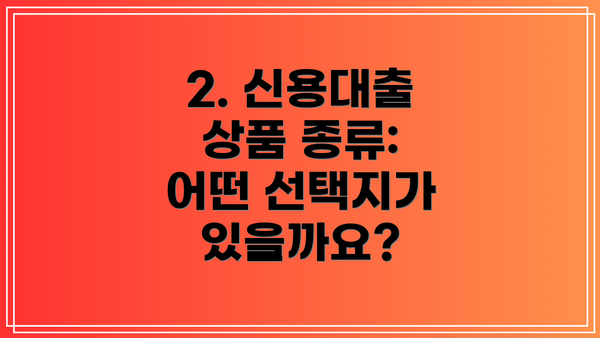 2. 신용대출 상품 종류: 어떤 선택지가 있을까요?
