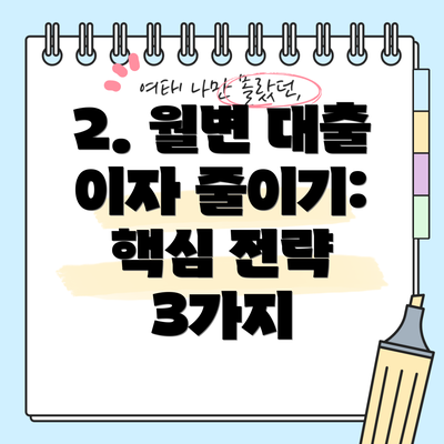 2. 월변 대출 이자 줄이기: 핵심 전략 3가지