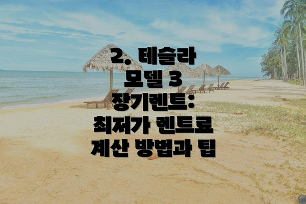 2. 테슬라 모델 3 장기렌트: 최저가 렌트료 계산 방법과 팁