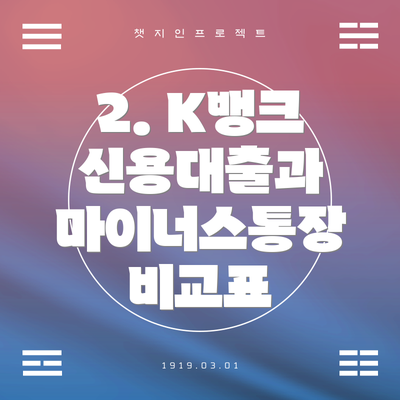 2. K뱅크 신용대출과 마이너스통장 비교표