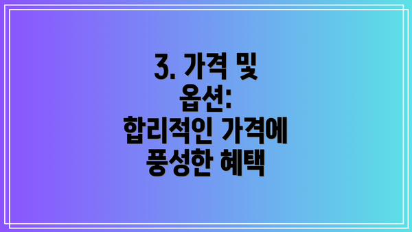 3. 가격 및 옵션:  합리적인 가격에 풍성한 혜택