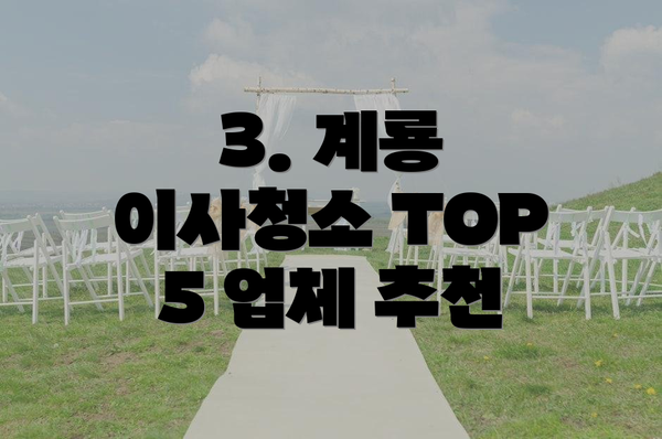 3. 계룡 이사청소 TOP 5 업체 추천