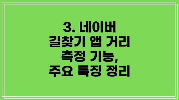 3. 네이버 길찾기 앱 거리 측정 기능, 주요 특징 정리