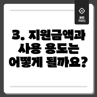 3. 지원금액과 사용 용도는 어떻게 될까요?