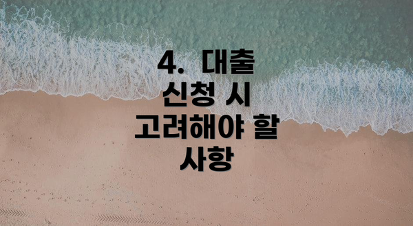 4.  대출 신청 시 고려해야 할 사항