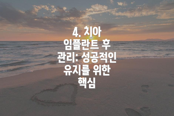 4. 치아 임플란트 후 관리: 성공적인 유지를 위한 핵심