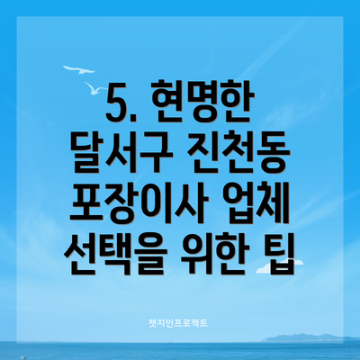 5. 현명한 달서구 진천동 포장이사 업체 선택을 위한 팁