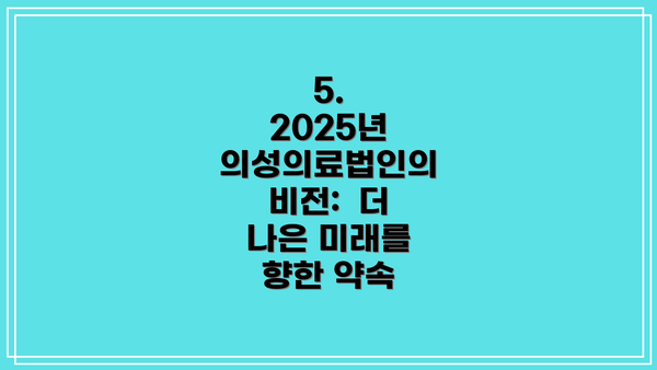 5.  2025년 의성의료법인의 비전:  더 나은 미래를 향한 약속