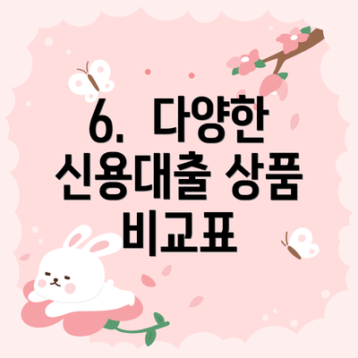 6.  다양한 신용대출 상품 비교표