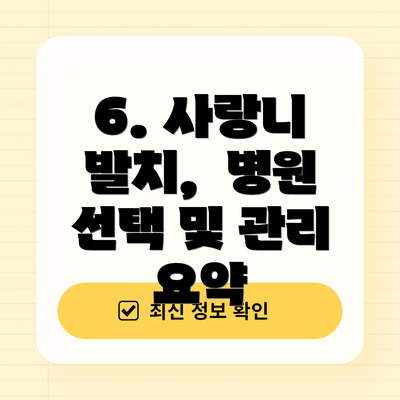 6. 사랑니 발치,  병원 선택 및 관리 요약