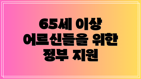 65세 이상 어르신들을 위한 정부 지원