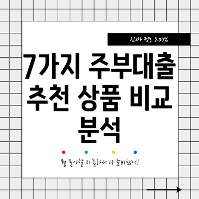 7가지 주부대출 추천 상품 비교 분석